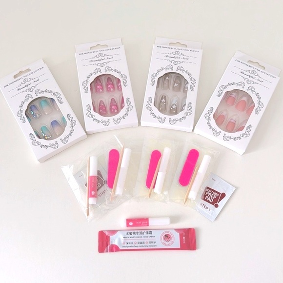 4 Party Nail Packs with Nail Kits and Free Bonus - Picture 3 of 3